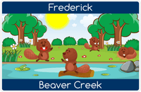 Thumbnail for Personalized Beavers Placemat IV - Beaver Creek - Blue Background -  View