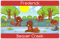 Thumbnail for Personalized Beavers Placemat IV - Beaver Creek - Teal Background -  View