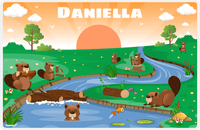 Thumbnail for Personalized Beavers Placemat VI - Beaver Dam - Orange Background -  View