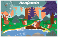 Thumbnail for Personalized Beavers Placemat VII - Forest Family - Orange Background -  View
