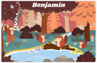 Thumbnail for Personalized Beavers Placemat VII - Forest Family - Red Background -  View