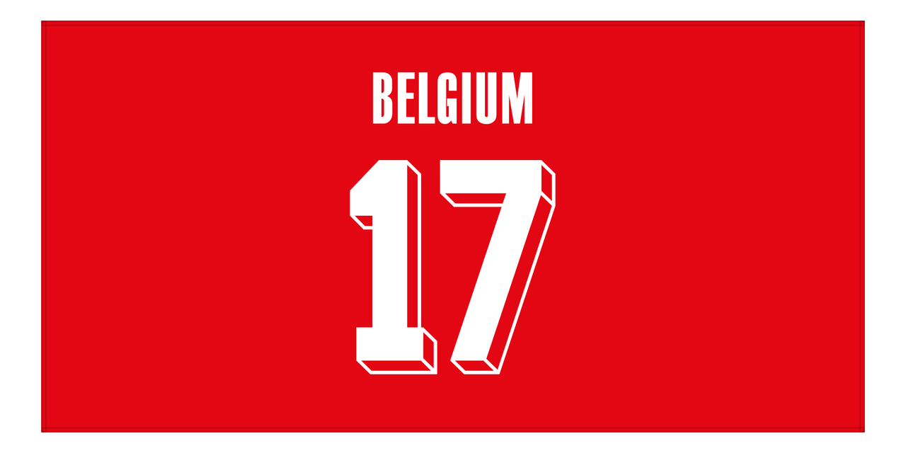Personalized Belgium Jersey Number Beach Towel - Red - Front View