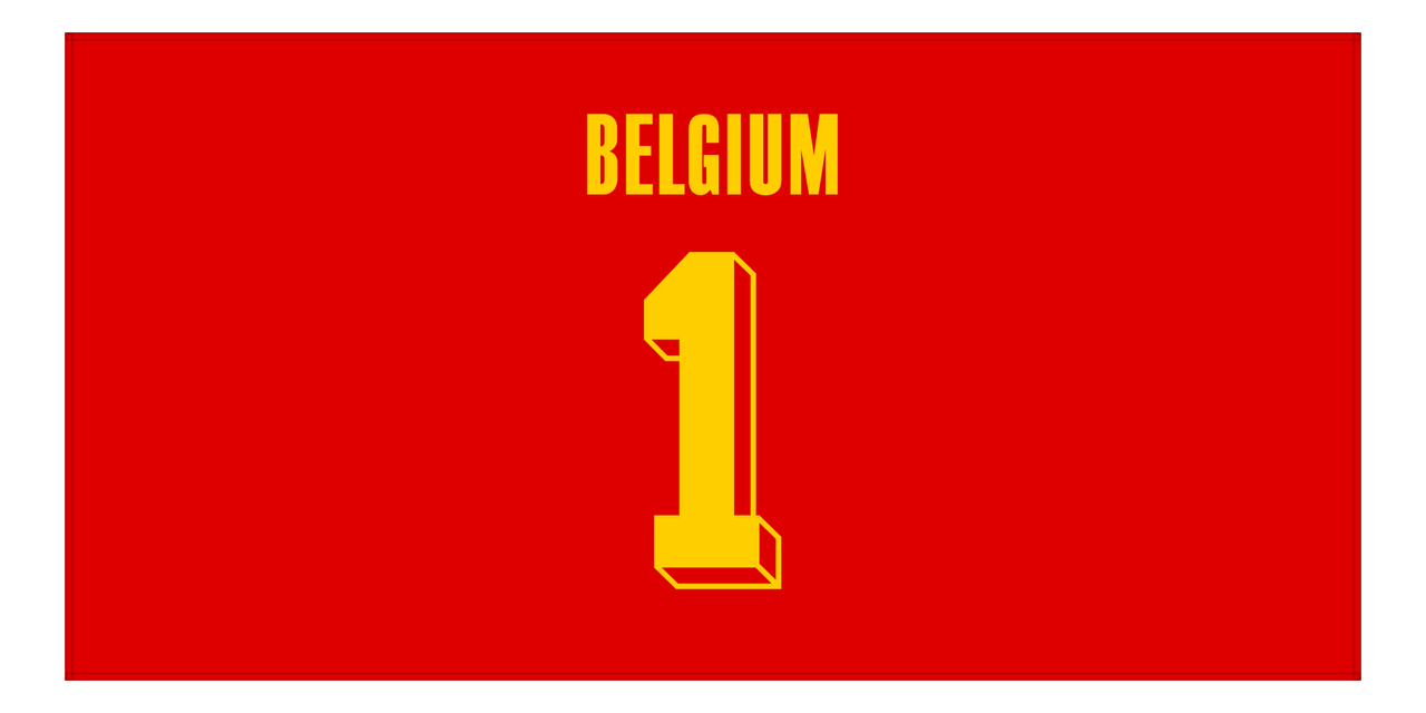 Personalized Belgium Jersey Number Beach Towel - Red - Front View