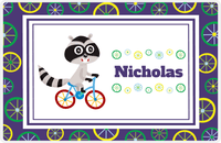 Thumbnail for Personalized Bicycle Placemat III - Wheels Border - Racoon -  View