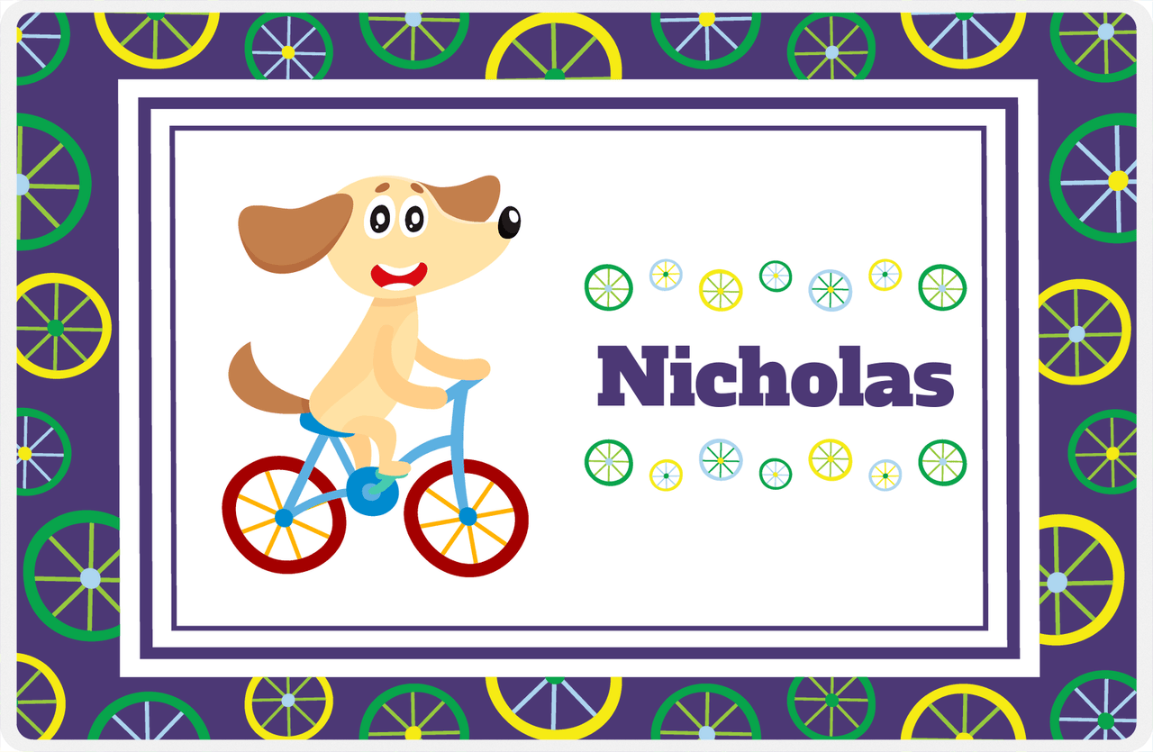 Personalized Bicycle Placemat III - Wheels Border - Dog -  View