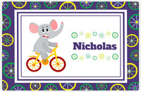 Thumbnail for Personalized Bicycle Placemat III - Wheels Border - Elephant -  View