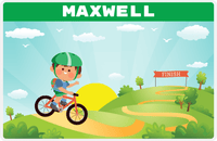 Thumbnail for Personalized Bicycle Placemat IV - Downhill Race - Brown Hair Boy -  View