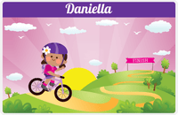 Thumbnail for Personalized Bicycle Placemat V - Downhill Race - Black Girl I -  View