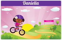 Thumbnail for Personalized Bicycle Placemat V - Downhill Race - Black Girl II -  View