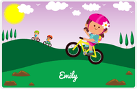 Thumbnail for Personalized Bicycle Placemat VII - Wheelie Queen - Brunette Girl -  View