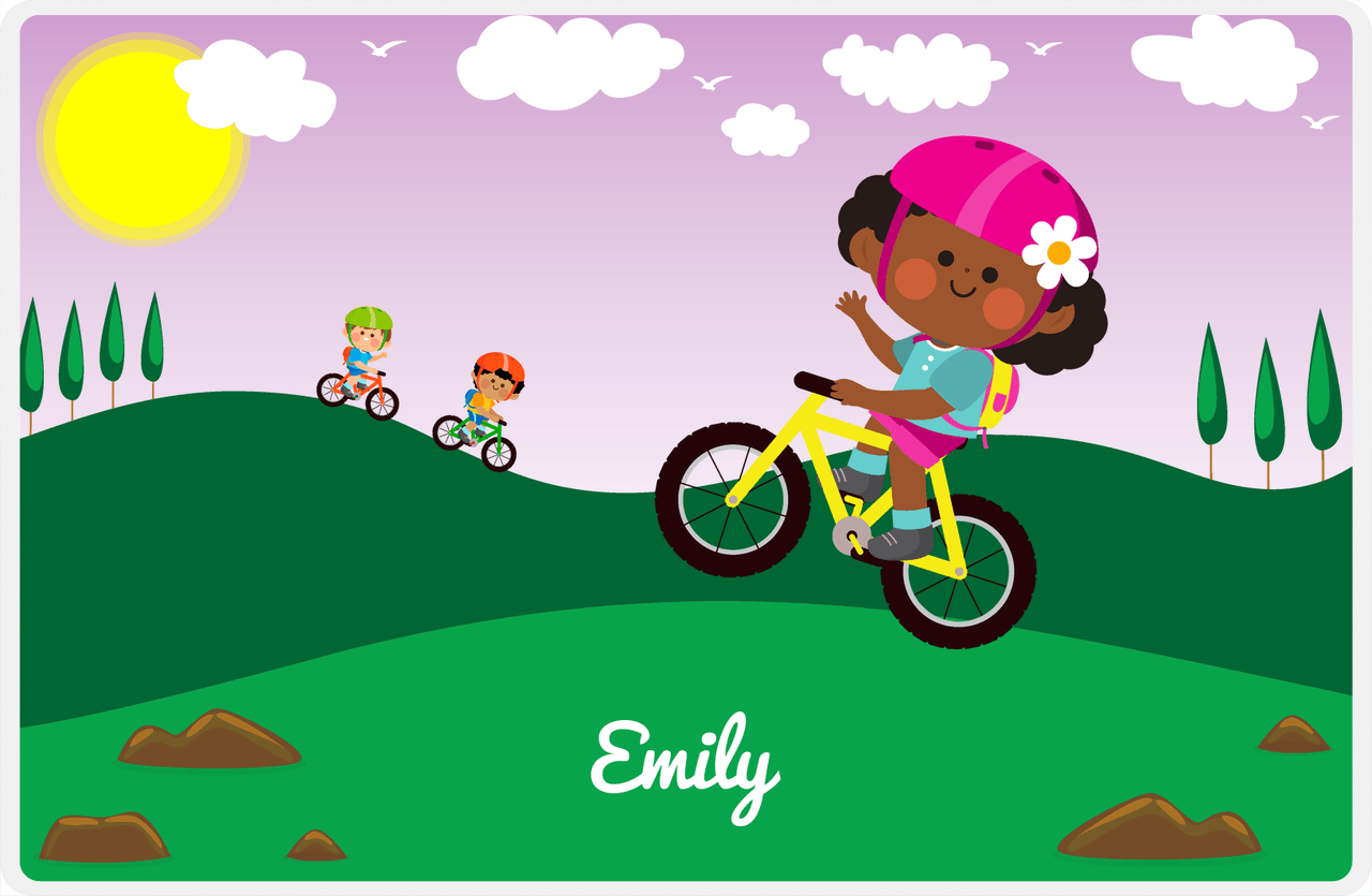 Personalized Bicycle Placemat VII - Wheelie Queen - Black Girl II -  View