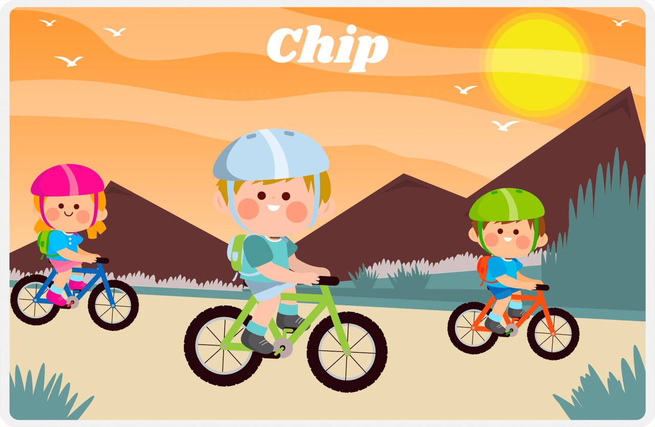 Personalized Bicycle Placemat VIII - Mountain Ride - Blond Boy -  View