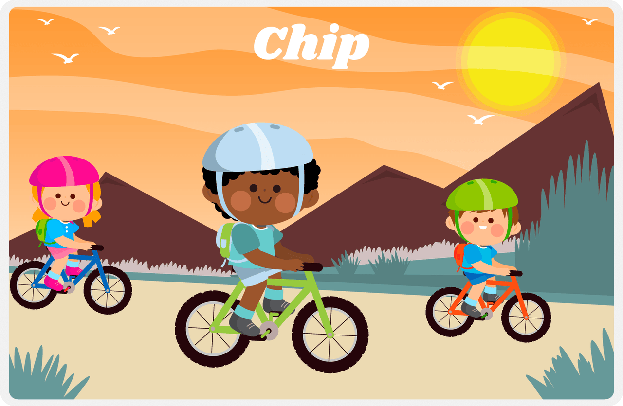 Personalized Bicycle Placemat VIII - Mountain Ride - Black Boy II -  View