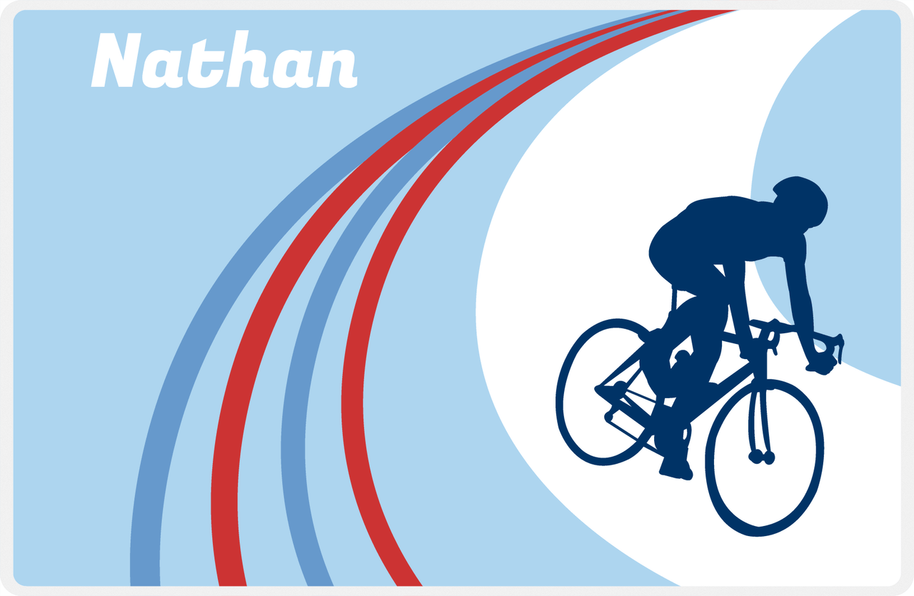 Personalized Bicycle Placemat X - Cyclist Silhouette V -  View