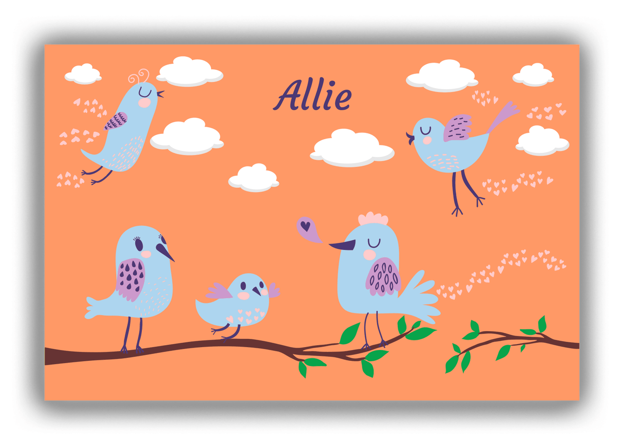 Personalized Birds Canvas Wrap & Photo Print I - Orange Background - Front View