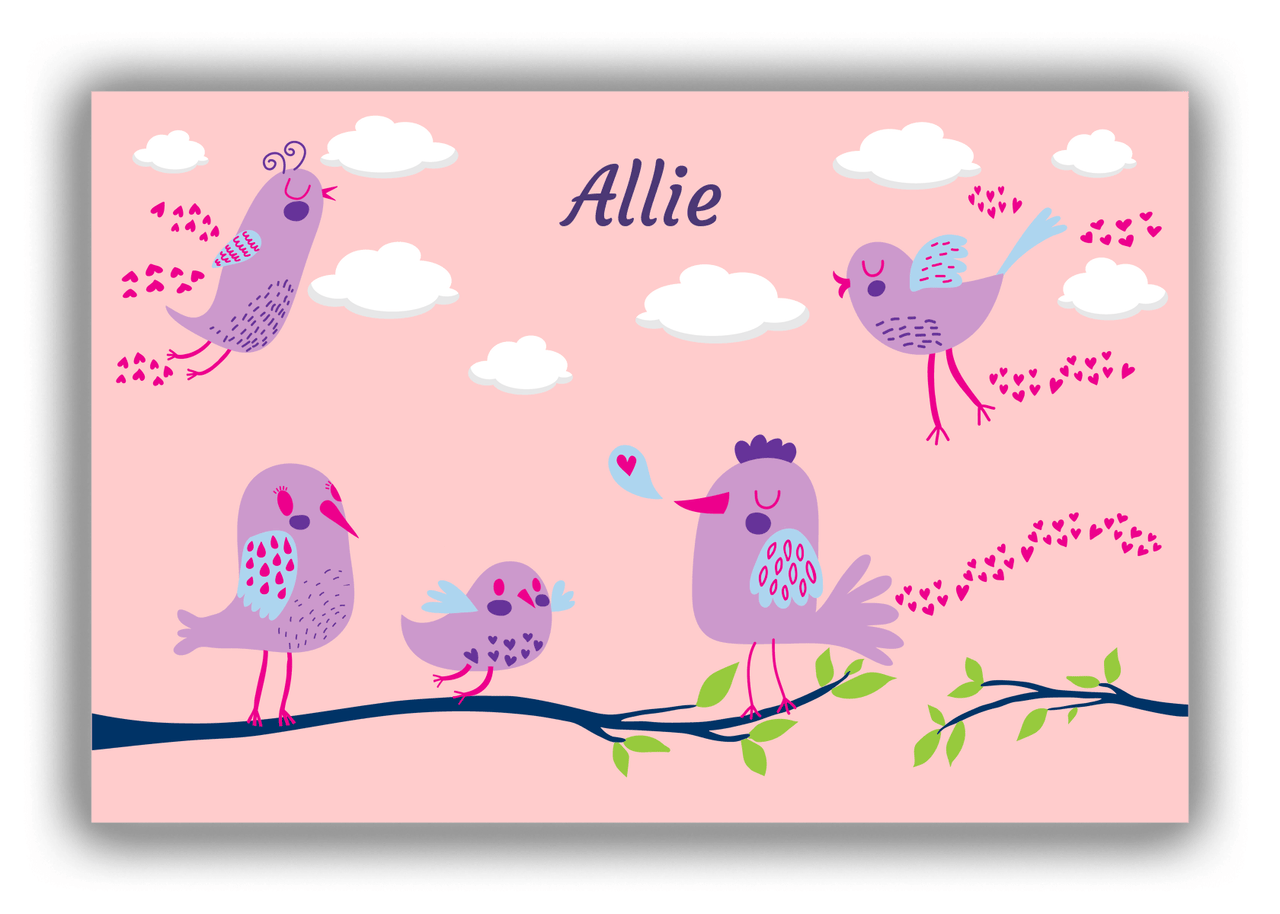 Personalized Birds Canvas Wrap & Photo Print I - Pink Background - Front View