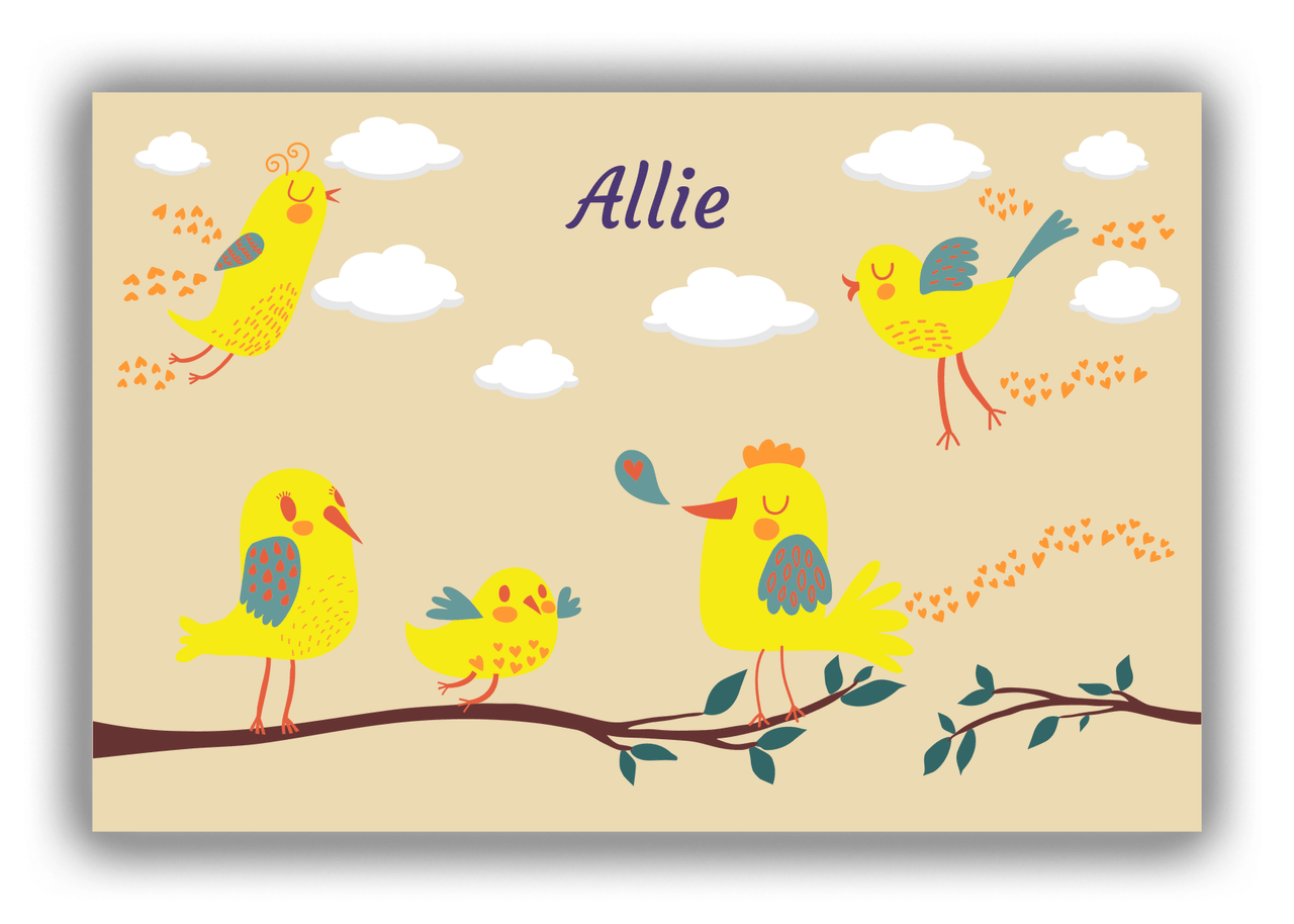 Personalized Birds Canvas Wrap & Photo Print I - Light Brown Background - Front View
