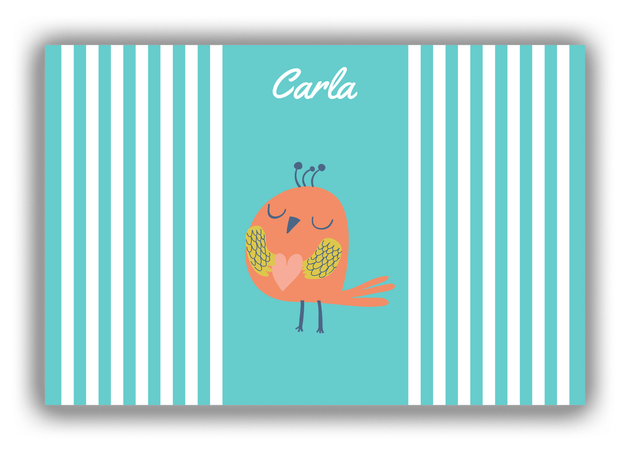 Personalized Birds Canvas Wrap & Photo Print III - Teal Background - Bird I - Front View