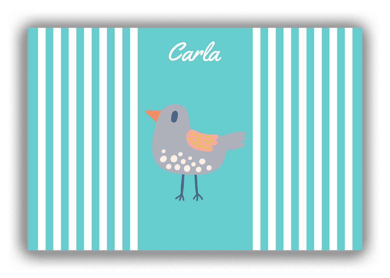 Personalized Birds Canvas Wrap & Photo Print III - Teal Background - Bird II - Front View