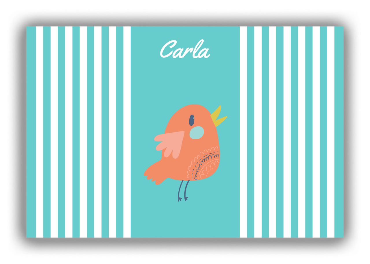 Personalized Birds Canvas Wrap & Photo Print III - Teal Background - Bird V - Front View