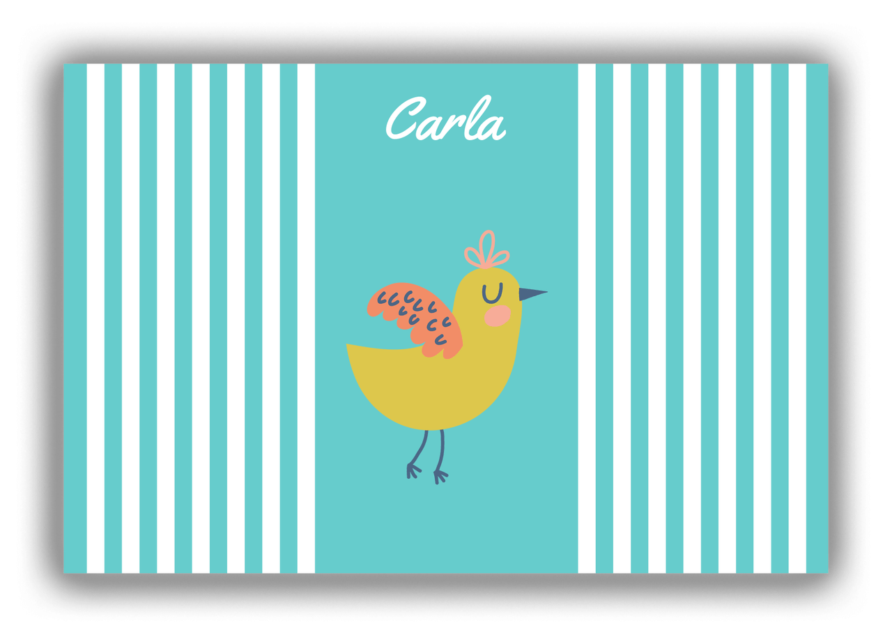 Personalized Birds Canvas Wrap & Photo Print III - Teal Background - Bird VI - Front View