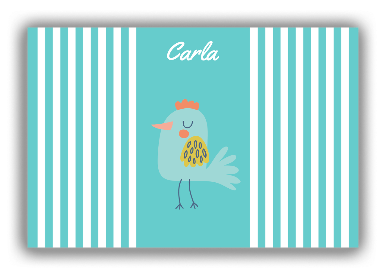 Personalized Birds Canvas Wrap & Photo Print III - Teal Background - Bird VII - Front View