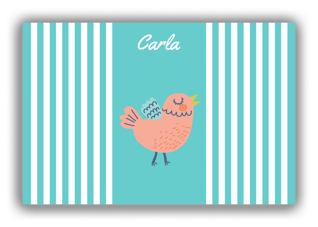 Personalized Birds Canvas Wrap & Photo Print III - Teal Background - Bird VIII - Front View