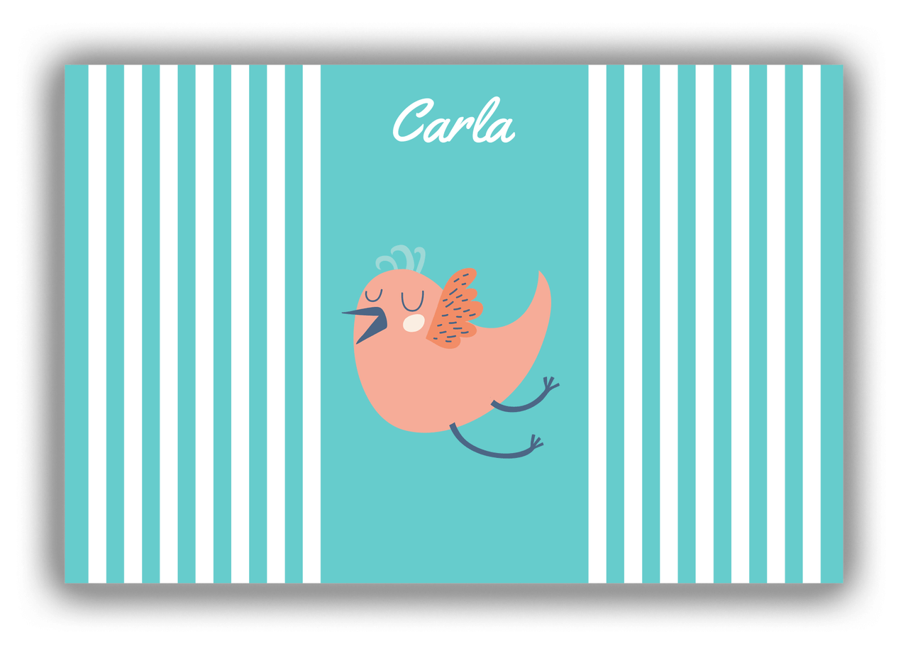 Personalized Birds Canvas Wrap & Photo Print III - Teal Background - Bird IX - Front View