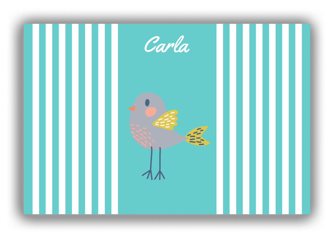 Personalized Birds Canvas Wrap & Photo Print III - Teal Background - Bird X - Front View