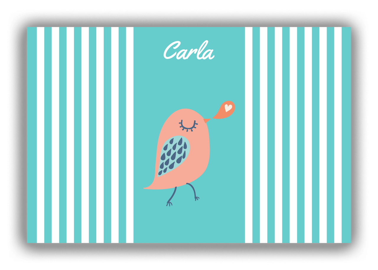 Personalized Birds Canvas Wrap & Photo Print III - Teal Background - Bird XI - Front View