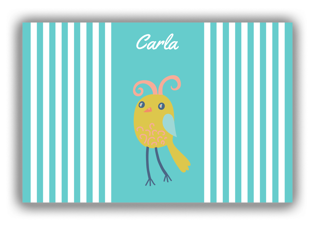 Personalized Birds Canvas Wrap & Photo Print III - Teal Background - Bird XII - Front View