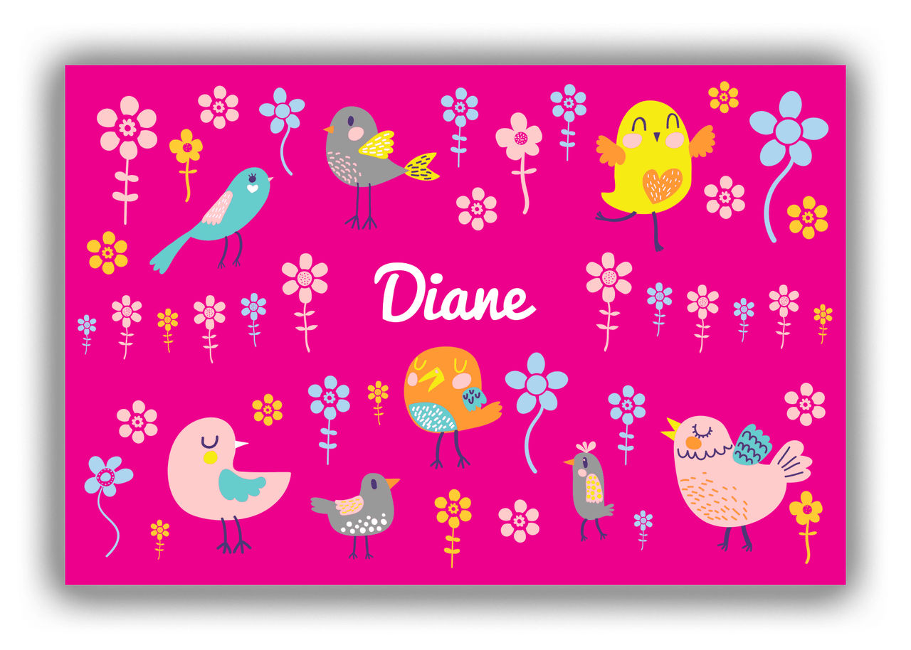 Personalized Birds Canvas Wrap & Photo Print IV - Pink Background - Front View