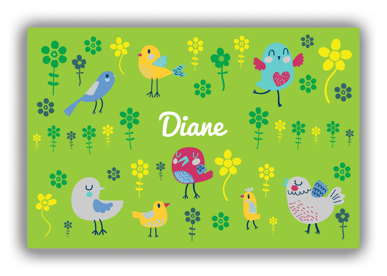 Personalized Birds Canvas Wrap & Photo Print IV - Green Background - Front View