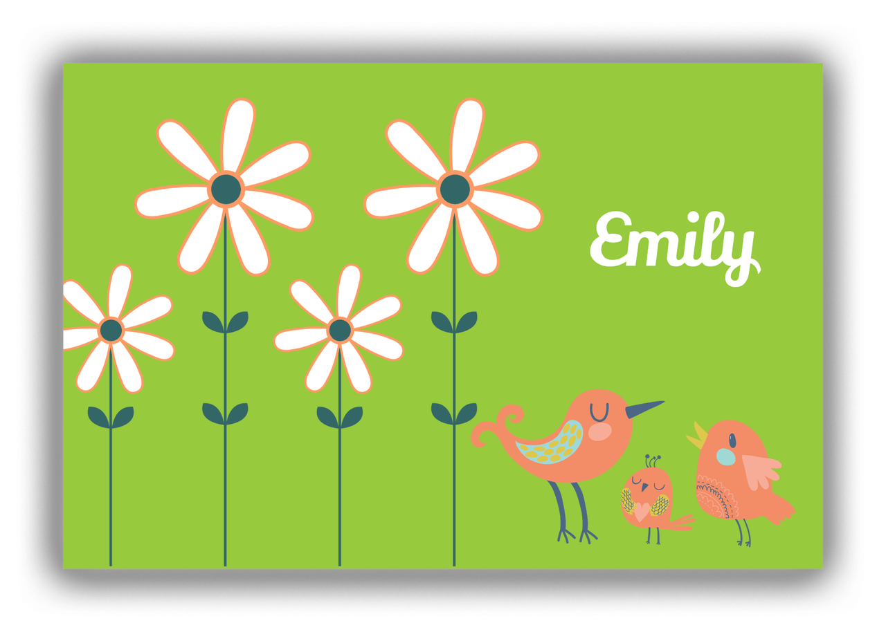 Personalized Birds Canvas Wrap & Photo Print V - Green Background - Birds I - Front View