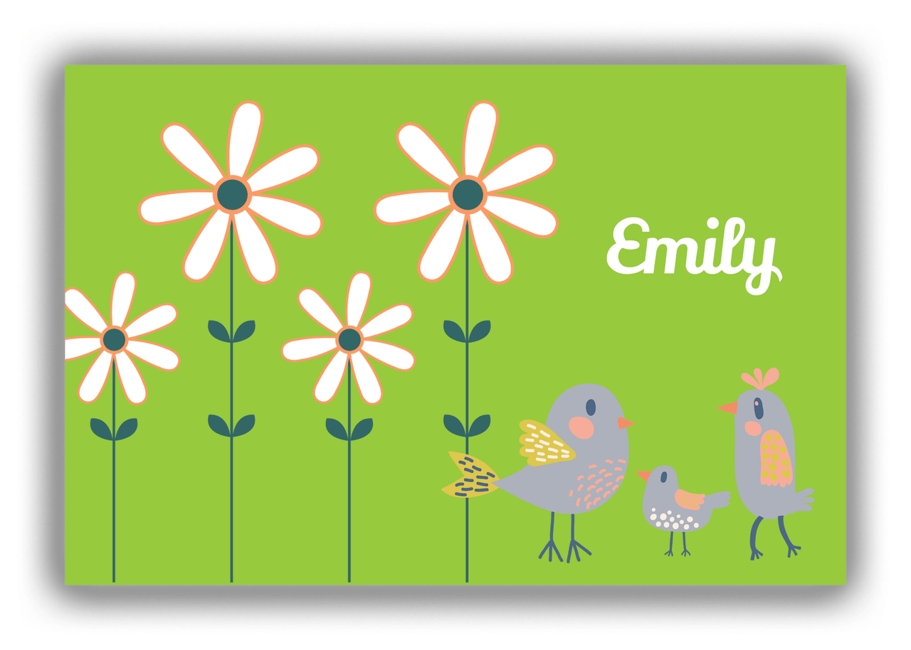 Personalized Birds Canvas Wrap & Photo Print V - Green Background - Birds VII - Front View