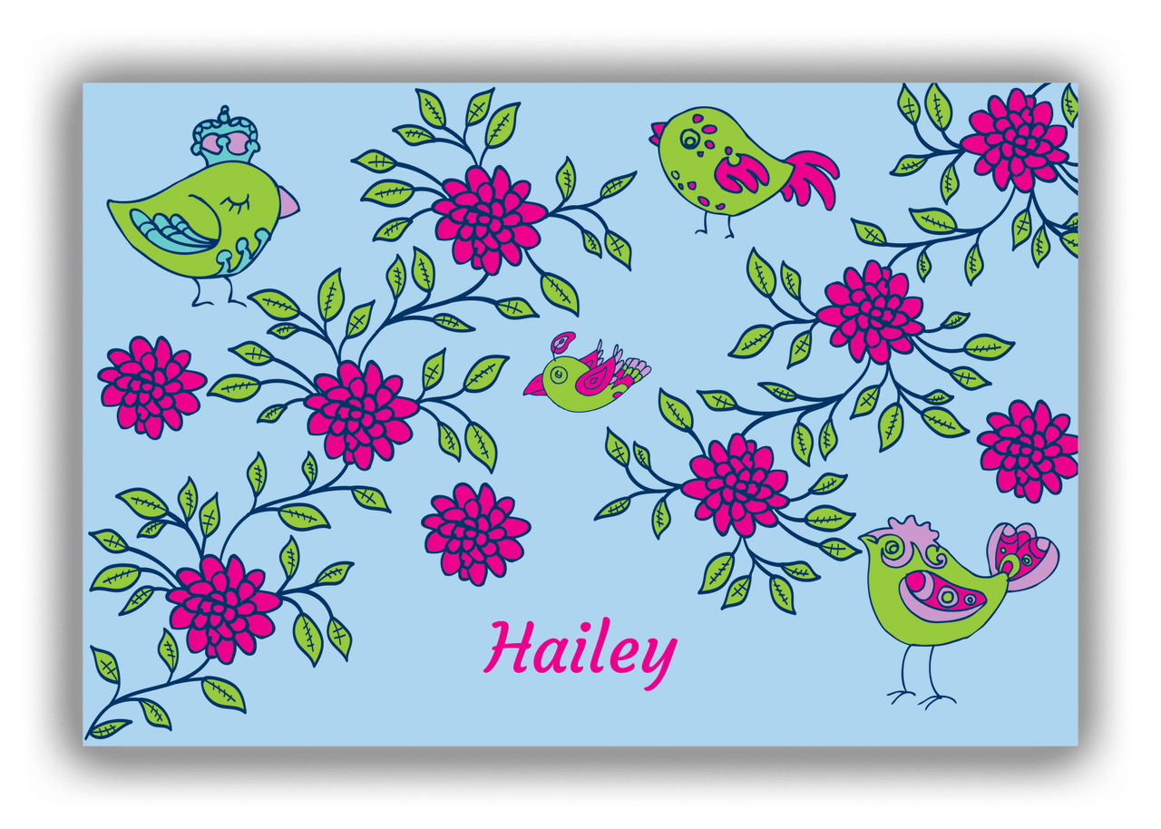 Personalized Birds Canvas Wrap & Photo Print VIII - Blue Background - Front View
