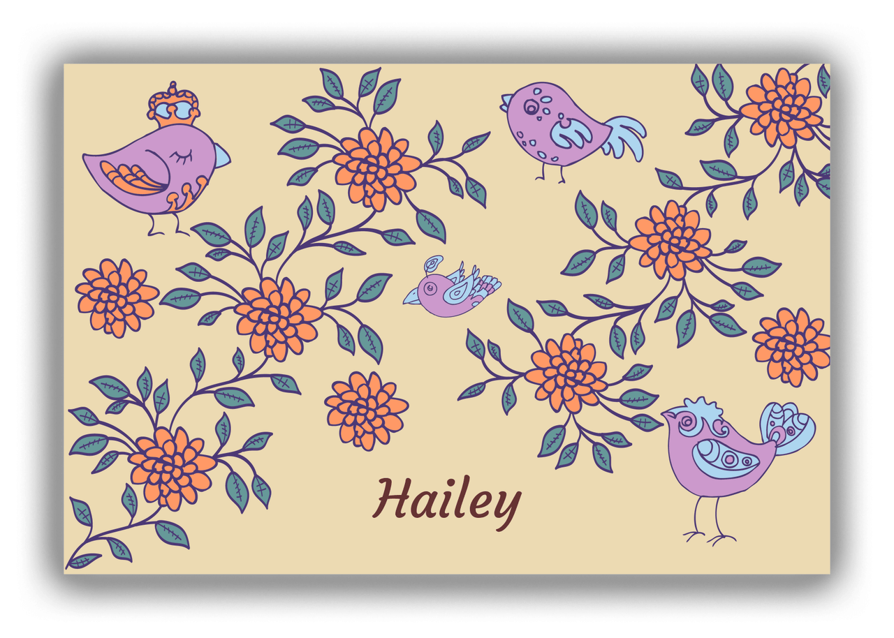 Personalized Birds Canvas Wrap & Photo Print VIII - Light Brown Background - Front View