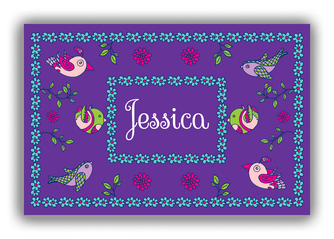 Personalized Birds Canvas Wrap & Photo Print X - Purple Background - Rectangle Border - Front View