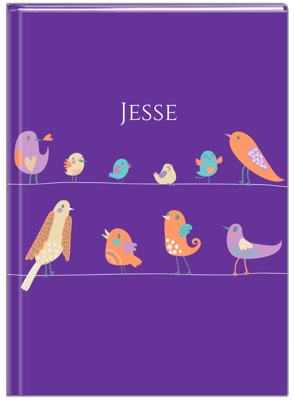 Personalized Birds Journal II - Purple Background - Front View