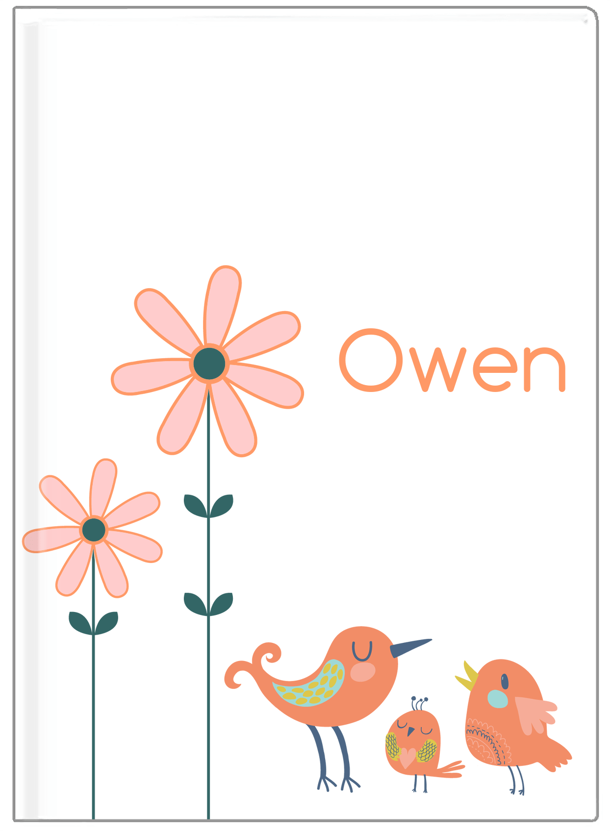 Personalized Birds Journal V - White Background - Bird I - Front View