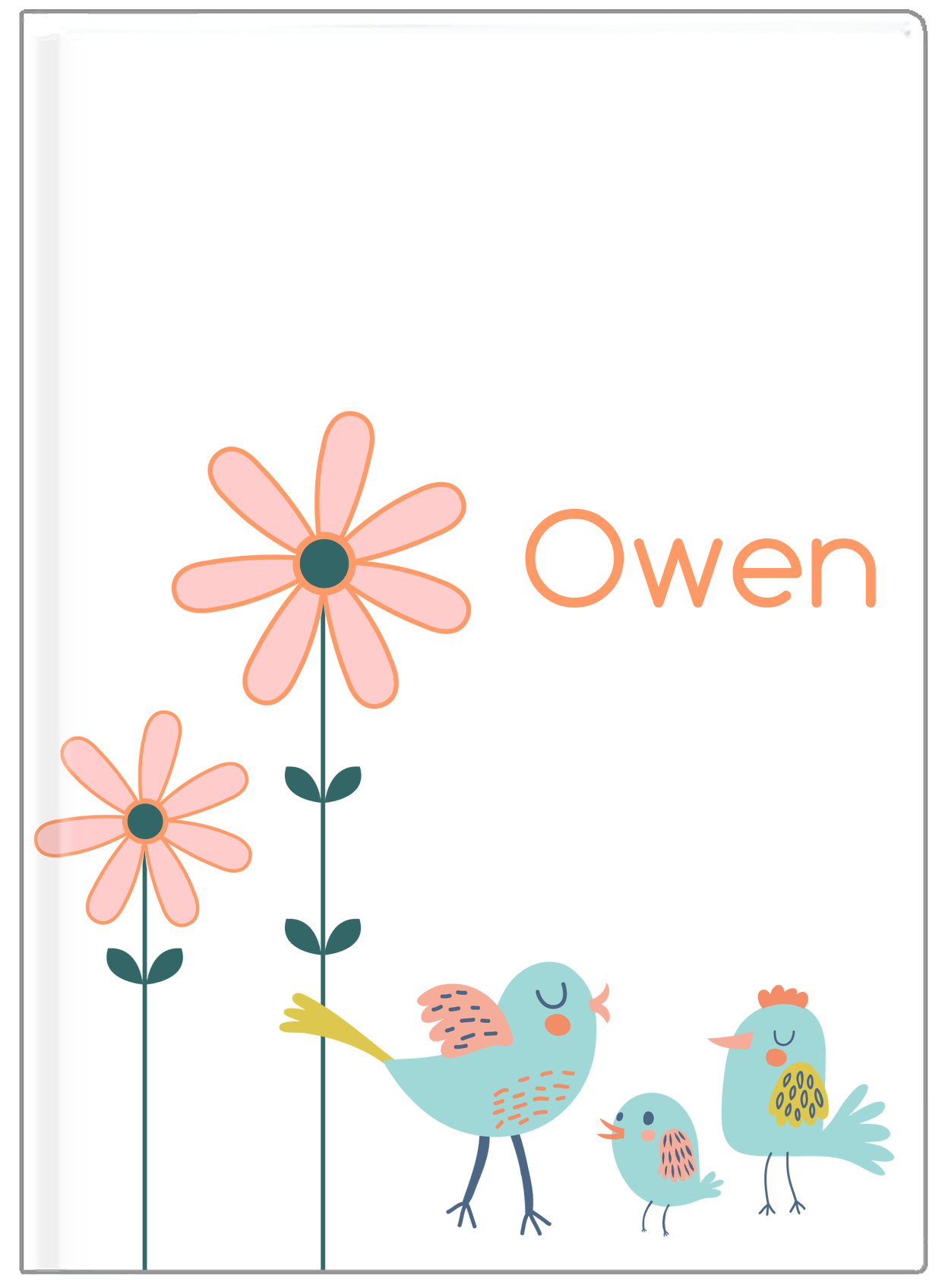 Personalized Birds Journal V - White Background - Bird II - Front View