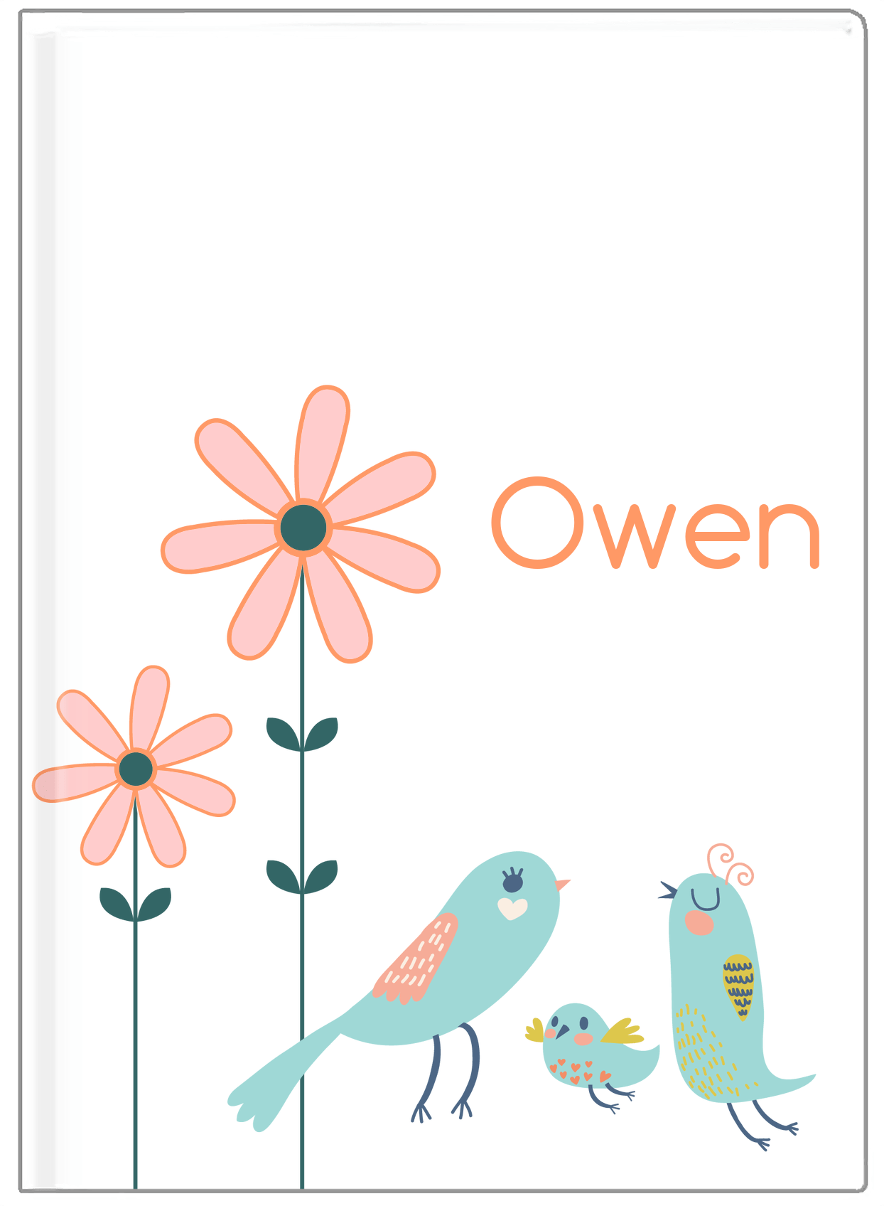 Personalized Birds Journal V - White Background - Bird III - Front View
