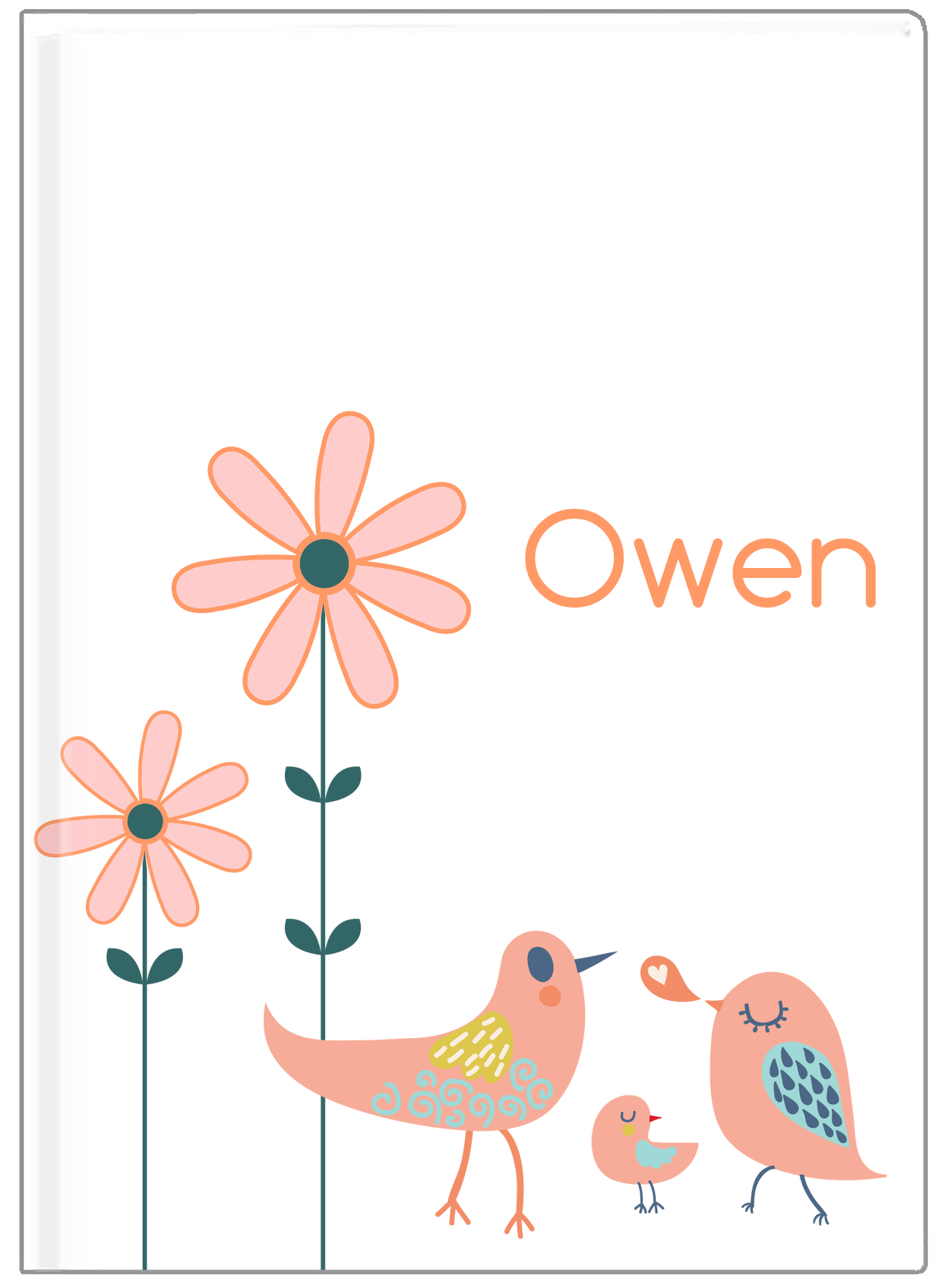 Personalized Birds Journal V - White Background - Bird VI - Front View