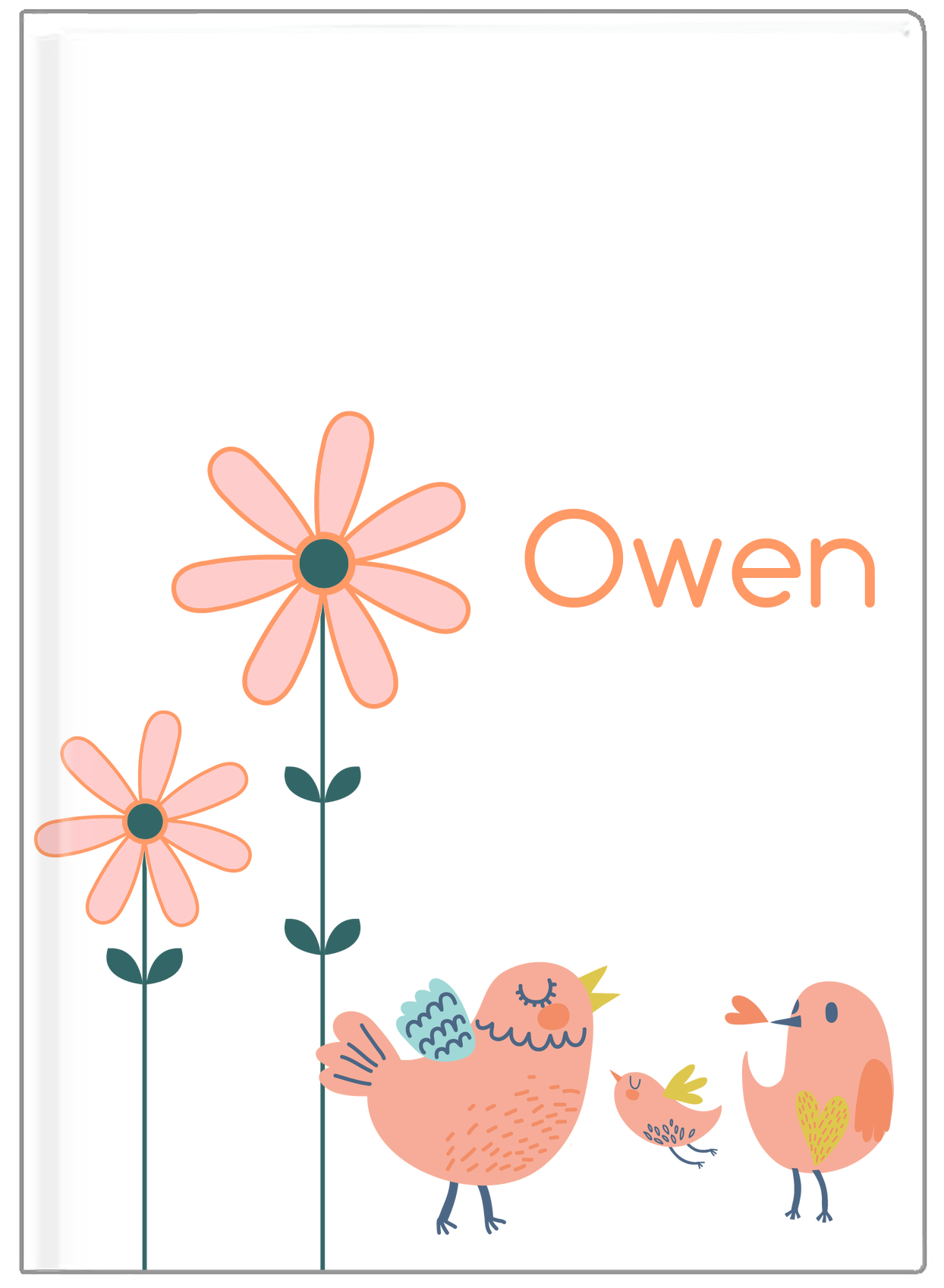 Personalized Birds Journal V - White Background - Bird VIII - Front View