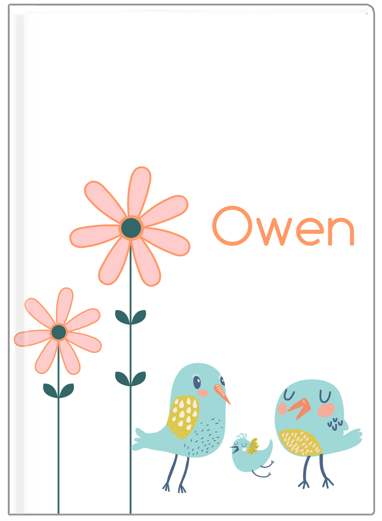 Personalized Birds Journal V - White Background - Bird X - Front View