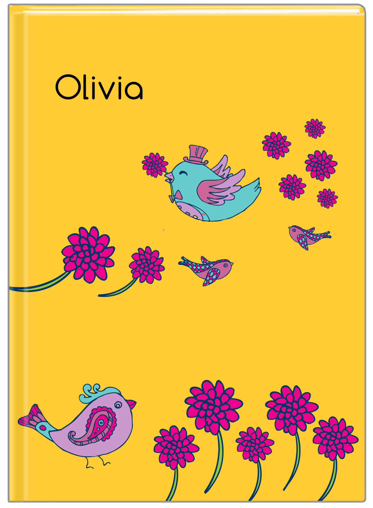 Personalized Birds Journal VI - Yellow Background - Front View