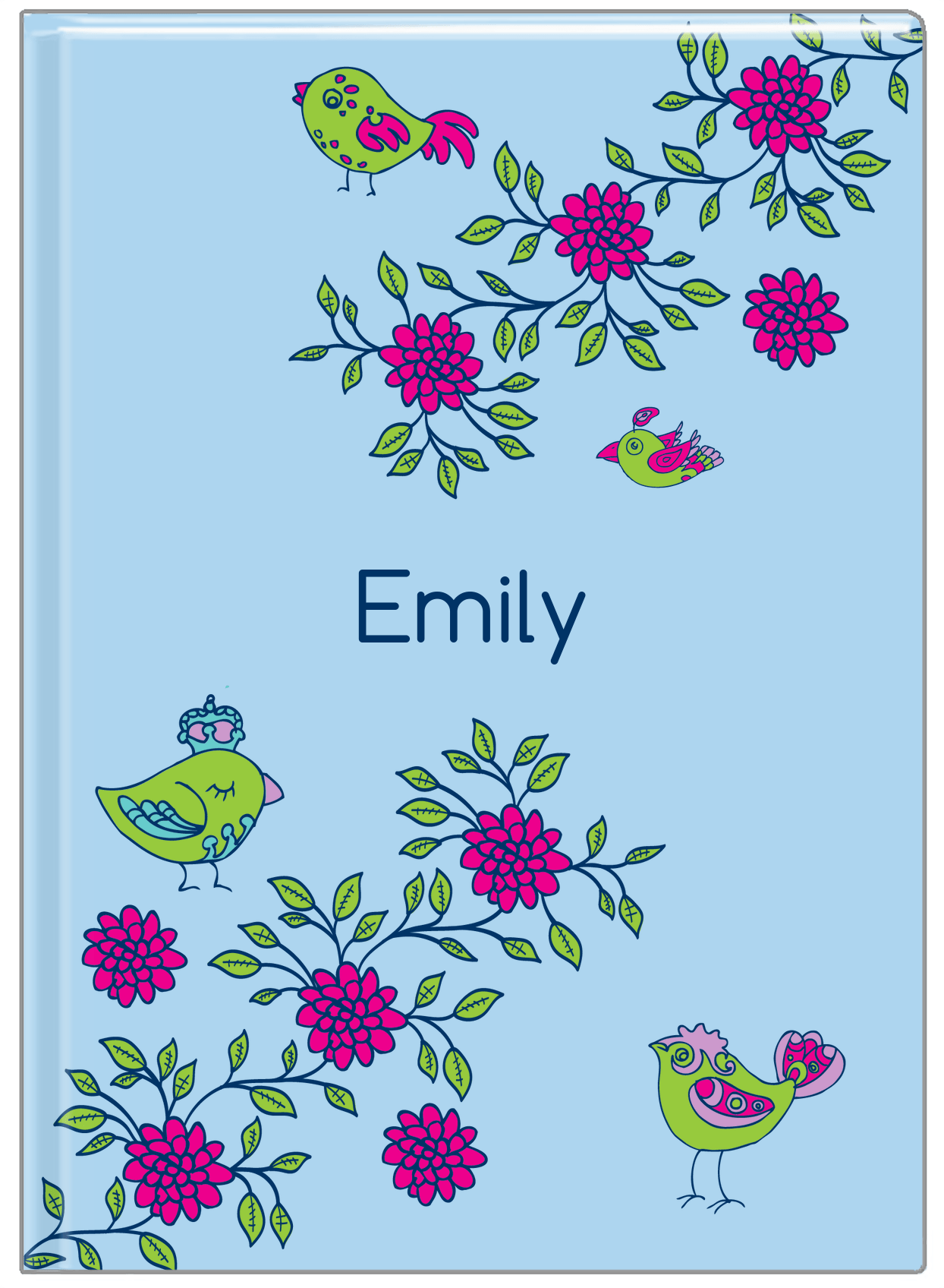 Personalized Birds Journal VIII - Blue Background - Front View