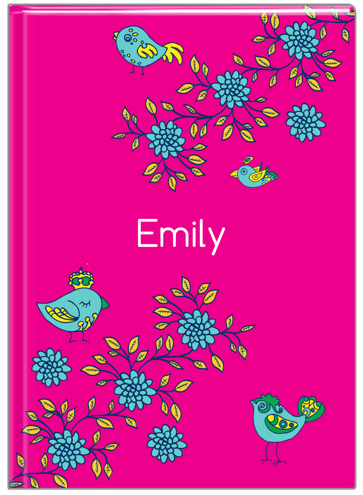 Personalized Birds Journal VIII - Pink Background - Front View
