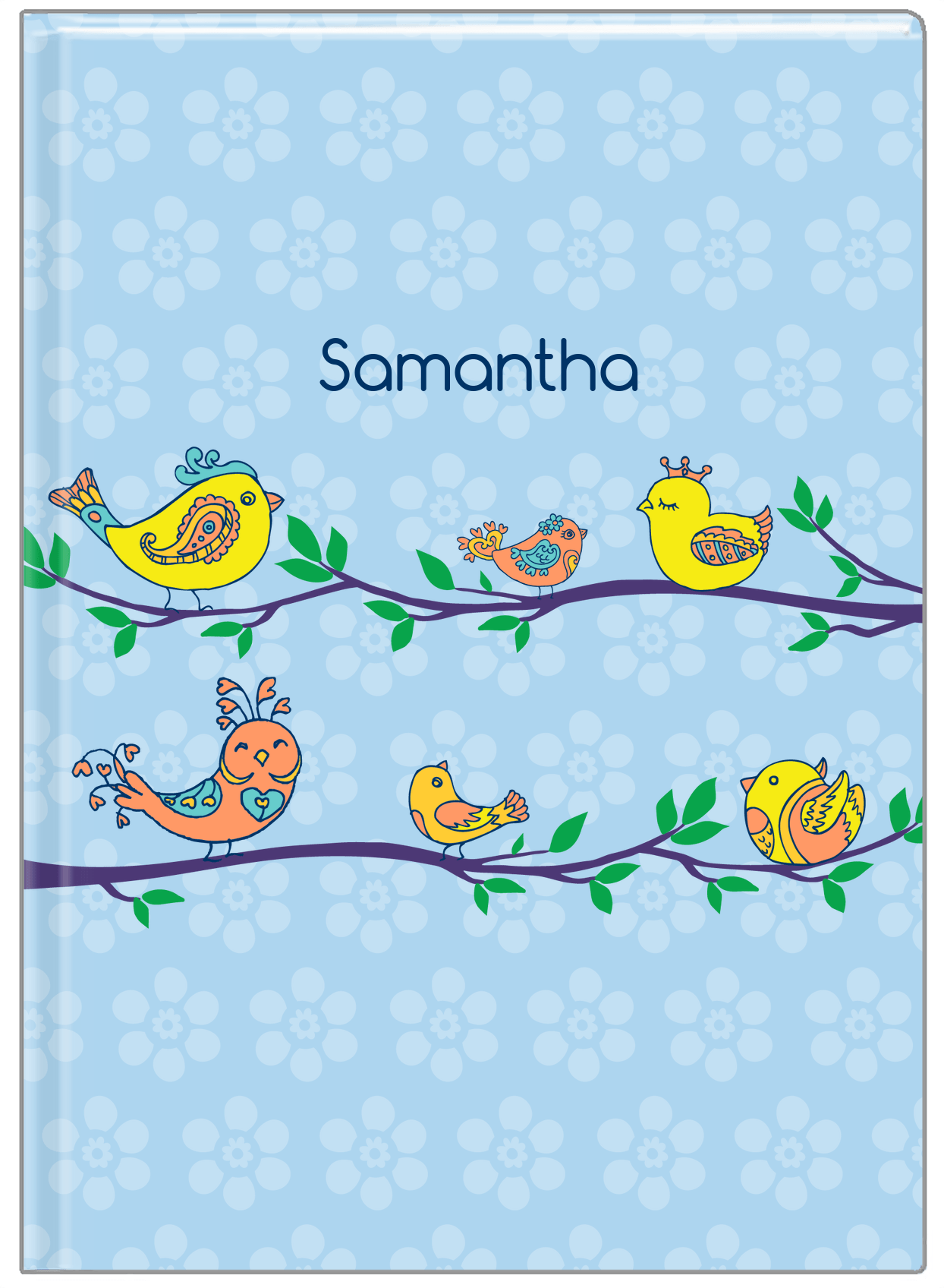 Personalized Birds Journal IX - Blue Background - Front View