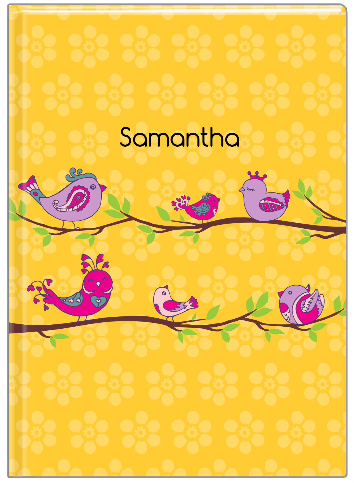 Personalized Birds Journal IX - Yellow Background - Front View
